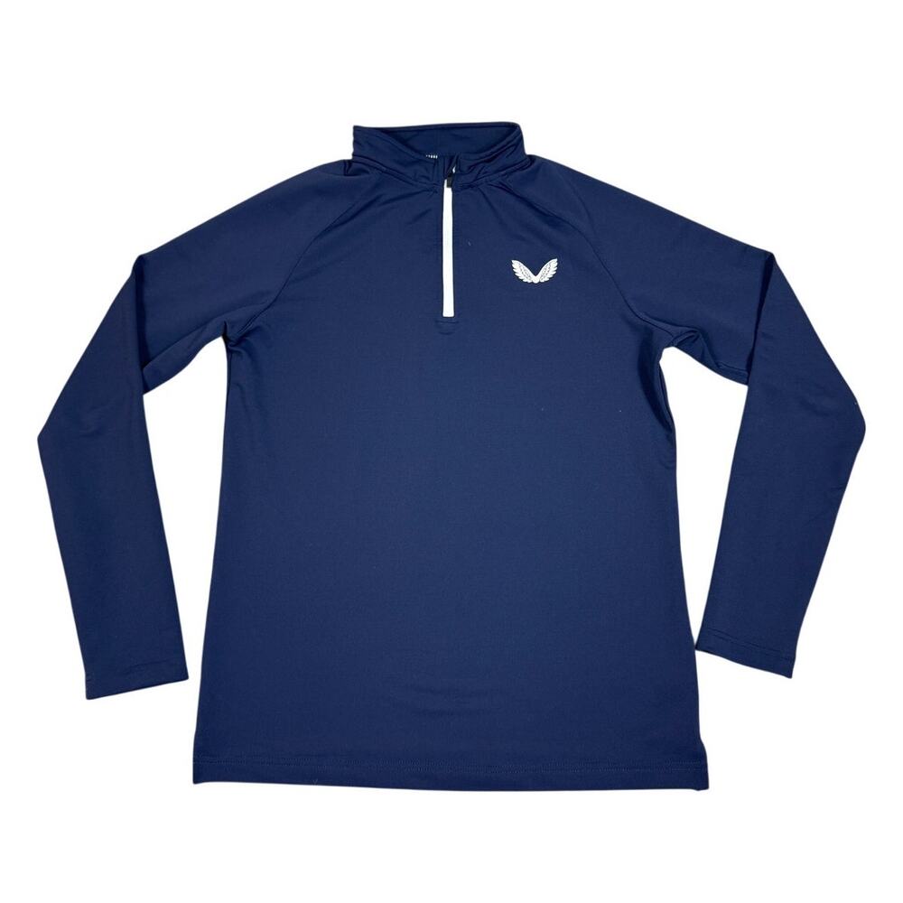 Castore Mens Size S Navy 1/4 Zip Long Sleeve Shirt *Flaw